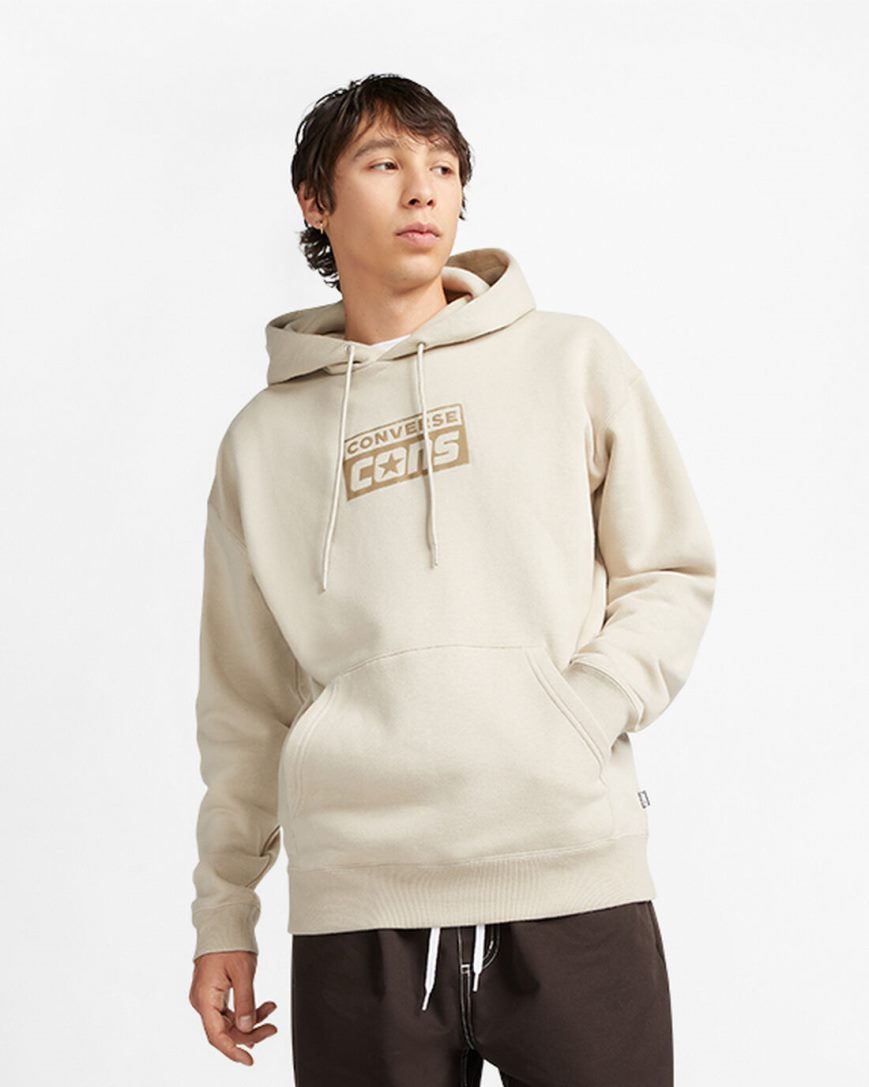 Pánské Mikiny S Kapucí Converse CONS Fleece Pullover Šedé | CZ GQPI60